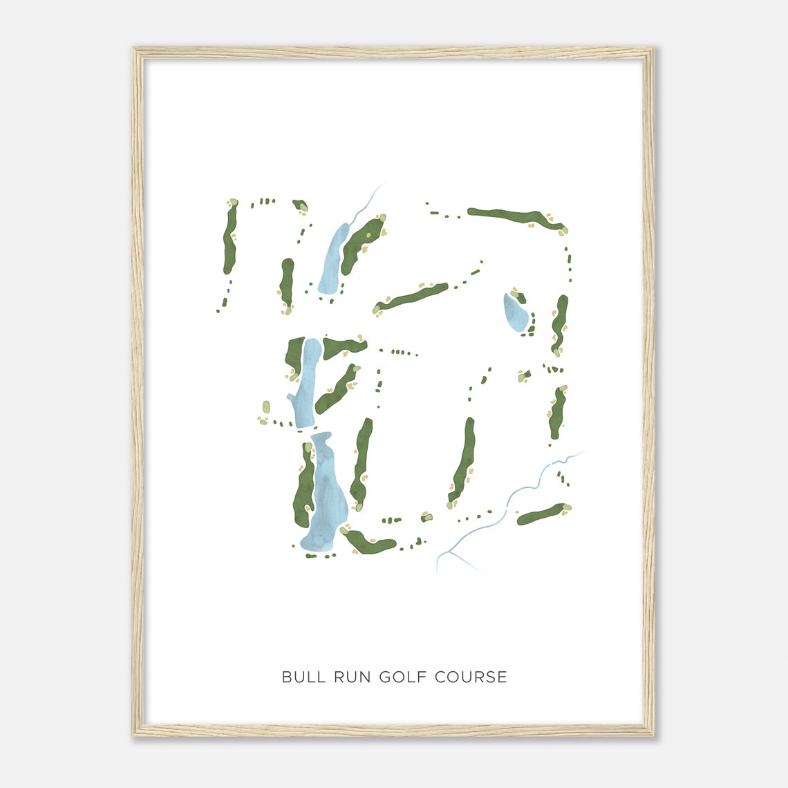 Bull Run Golf Course Virginia Minimalist Watercolor Map Poster