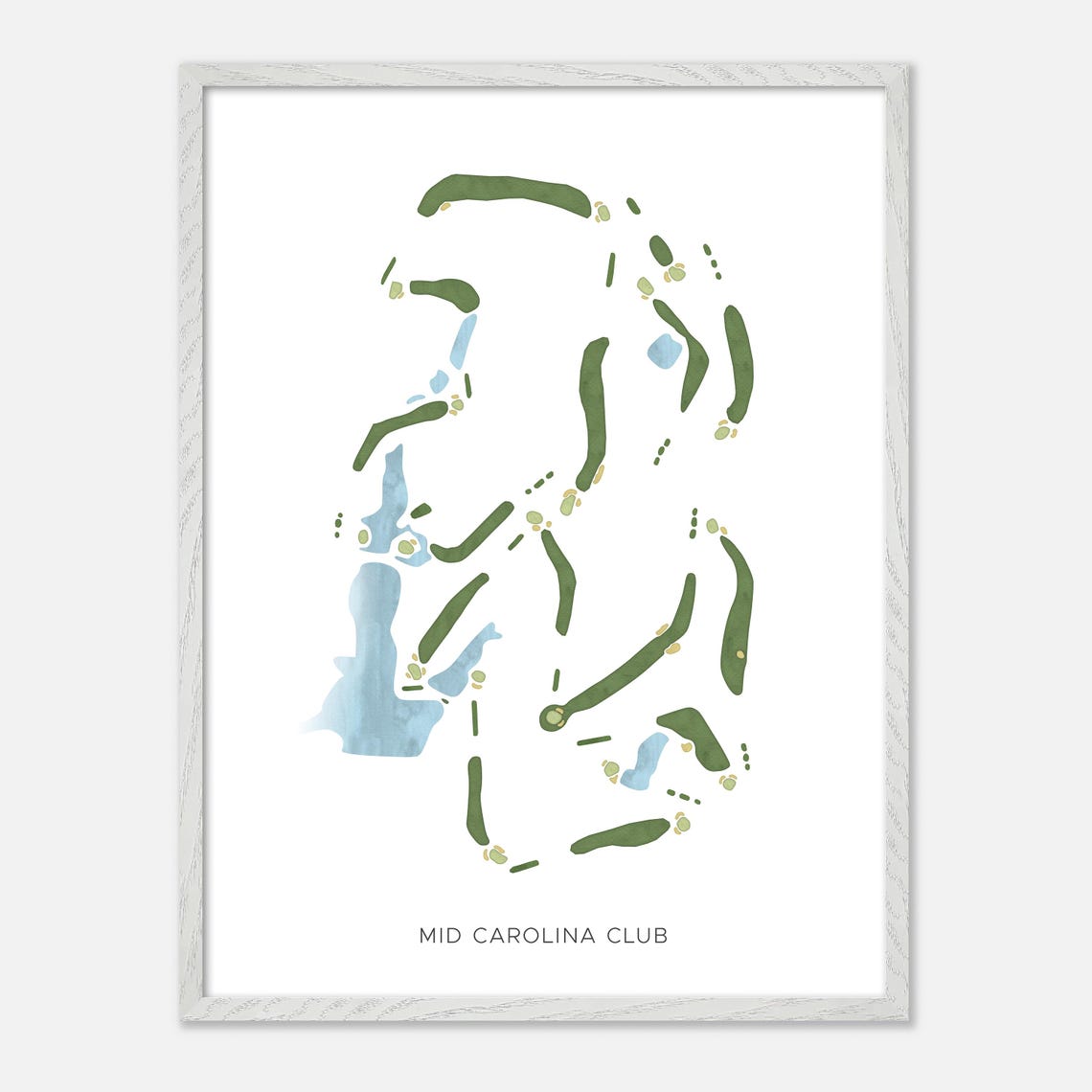 Mid Carolina Club Watercolor Fairway Map Lakeside Layout Poster - Image 2