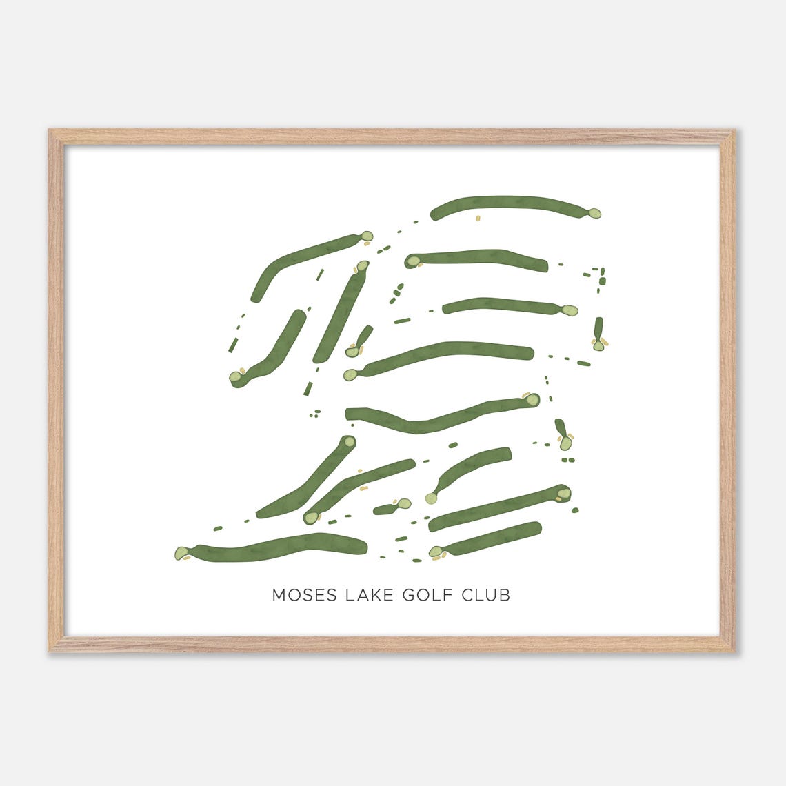 Moses Lake Golf Club Modern Fairway Golf Course Layout Map Poster