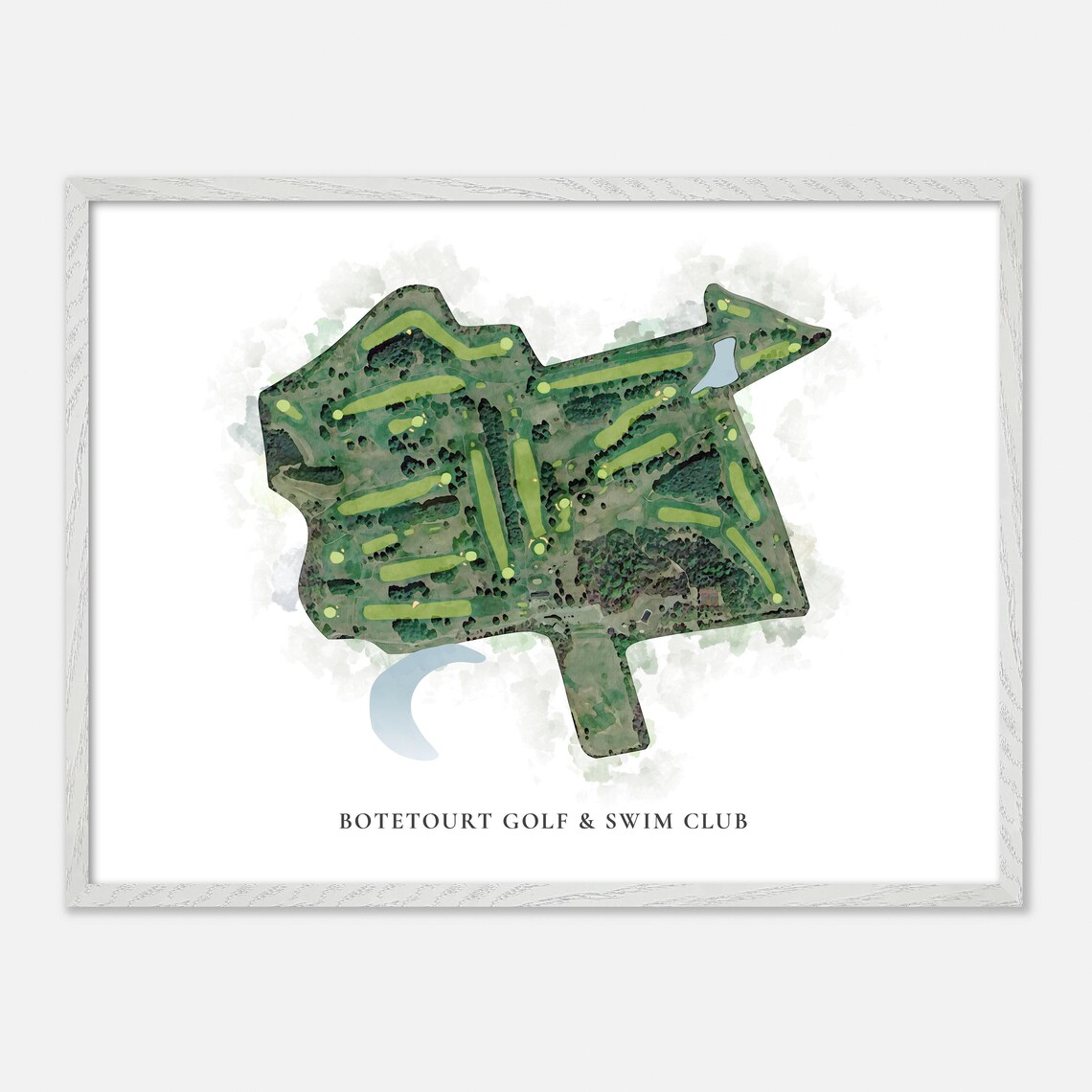 Botetourt Golf and Swim Club Watercolor Aerial Course Map Poster - Image 4