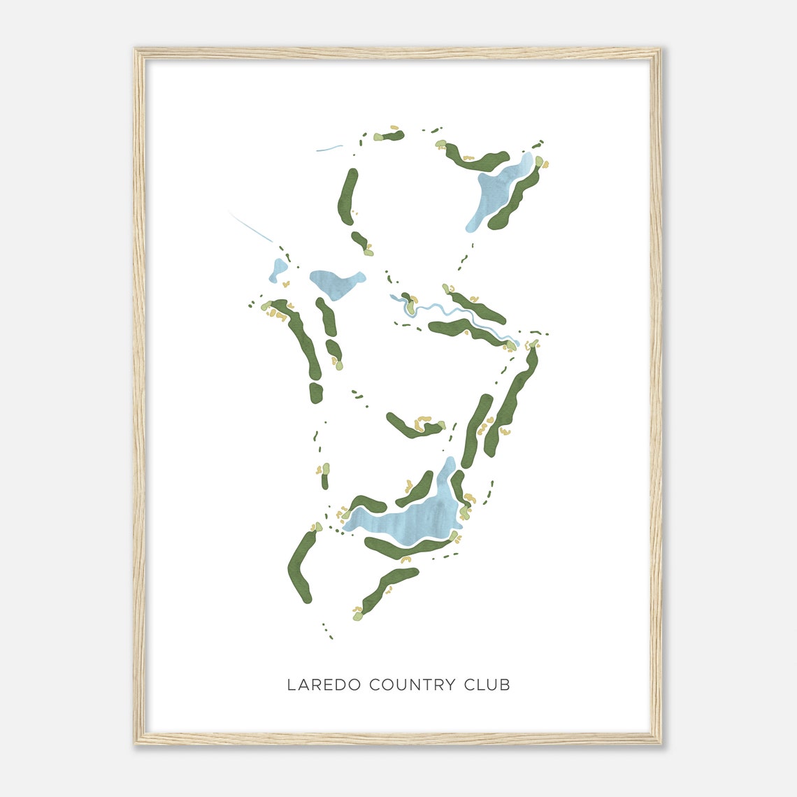 Laredo Country Club Texas Modern Watercolor Golf Course Map Poster - Image 2