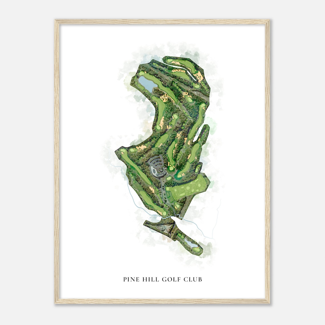 Pine Hill Golf Club New Jersey Classic Watercolor Golf Map Poster