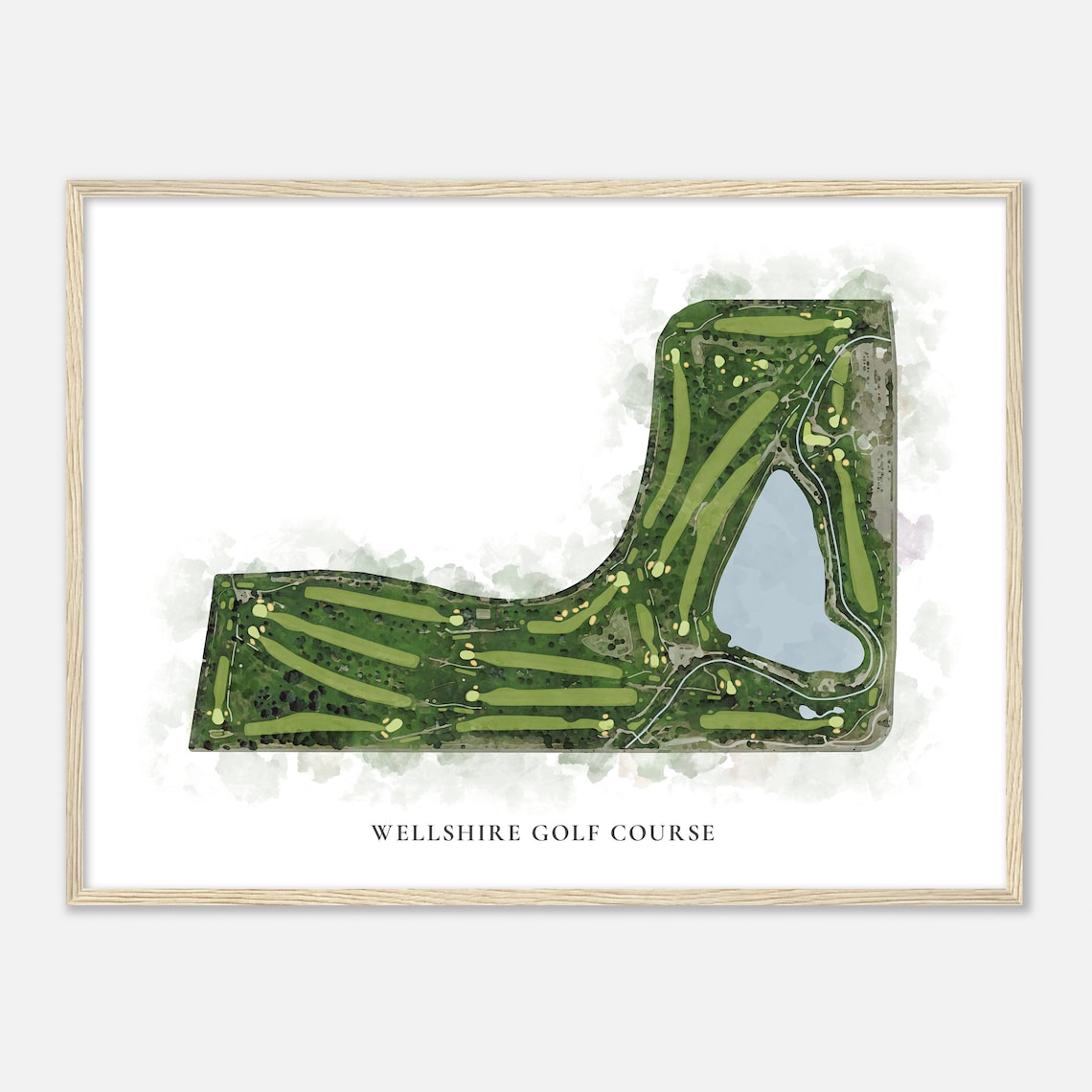 Wellshire Golf Course Watercolor Map Art Aerial View Sports Poster - Image 2