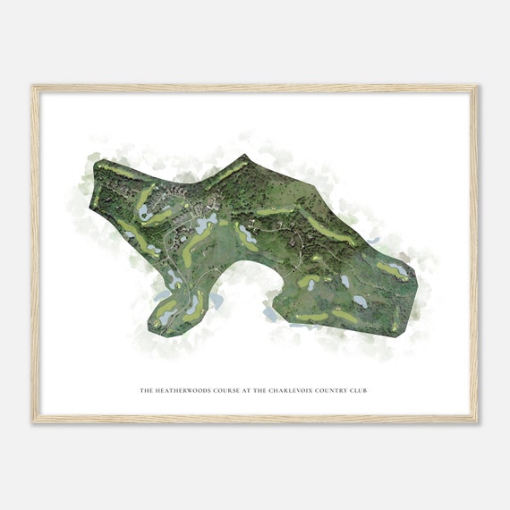 The Heatherwoods Course At The Charlevoix Country Club Michigan Classic Watercolor Map Golfer Gift Golf Wall Art Golf Poster Print