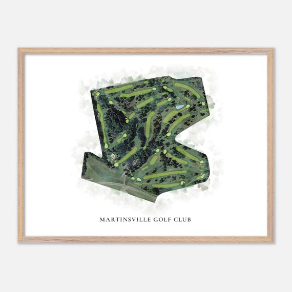 Martinsville Golf Club In Martinsville Indiana Classic Watercolor Map Golfer Gift Golf Wall Art Golf Poster Print Course Layout