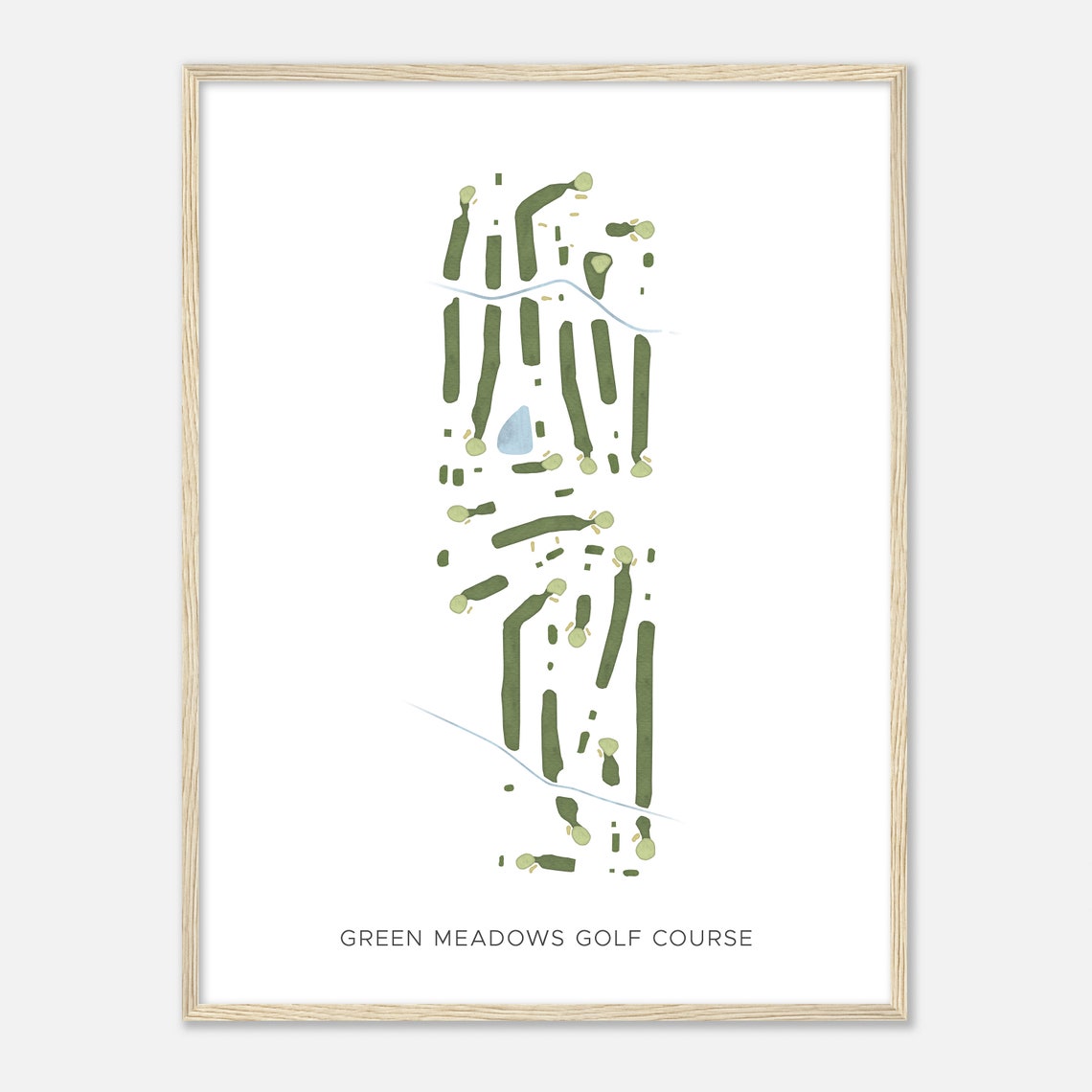 Green Meadows Golf Course Modern Watercolor Course Map Poster - Image 2