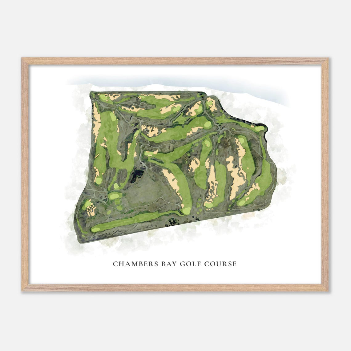 Chambers Bay Golf Course University Place WA Classic Golf Map Poster