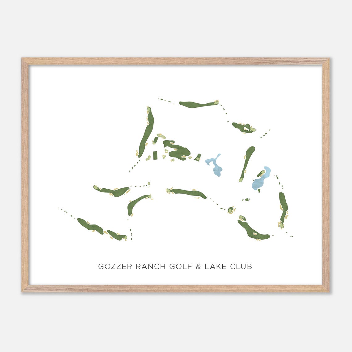 Gozzer Ranch Golf and Lake Club Watercolor Layout Map Art Poster Gift