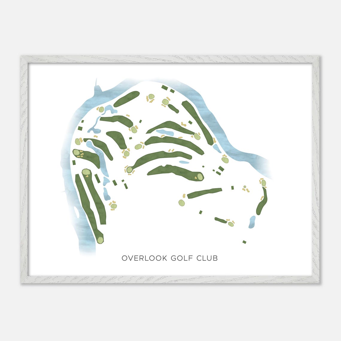 Overlook Golf Club Modern Minimalist Watercolor Course Map Poster - Image 4