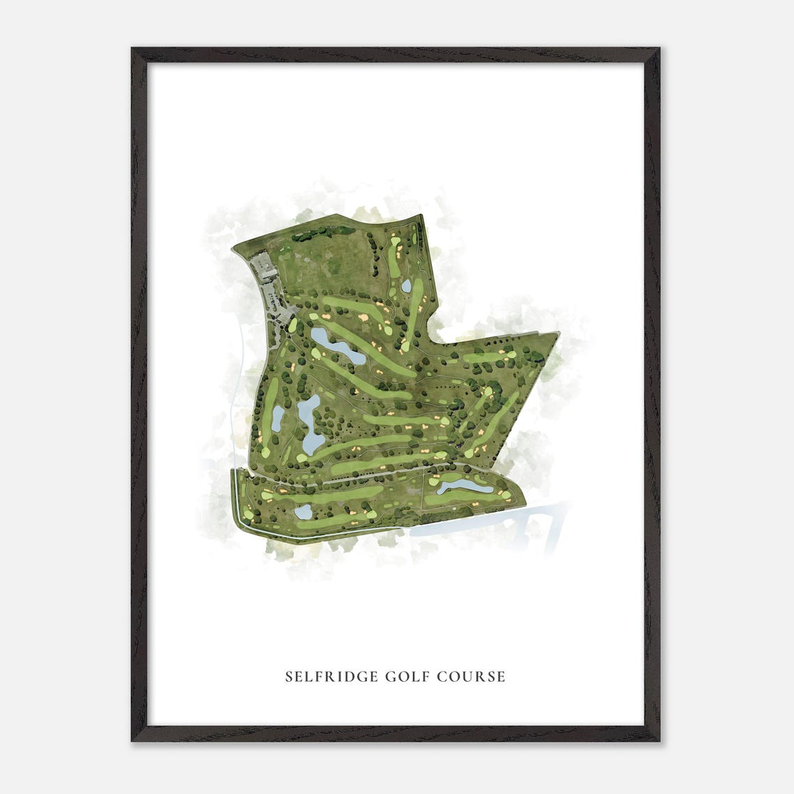 Selfridge Golf Course Michigan Classic Watercolor Map Poster - Image 3