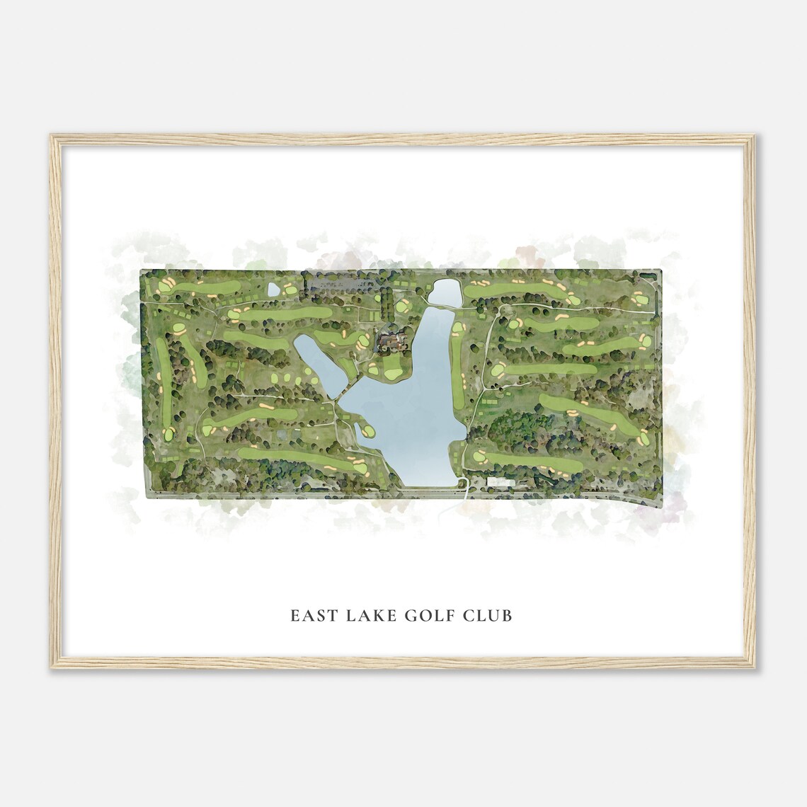 East Lake Golf Club Georgia Watercolor Map Poster Print