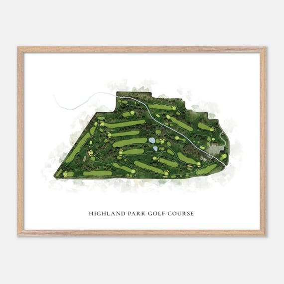 Highland Park Golf Course In Bloomington Illinois Classic Watercolor Map Golfer Gift Golf Wall Art Golf Poster Print