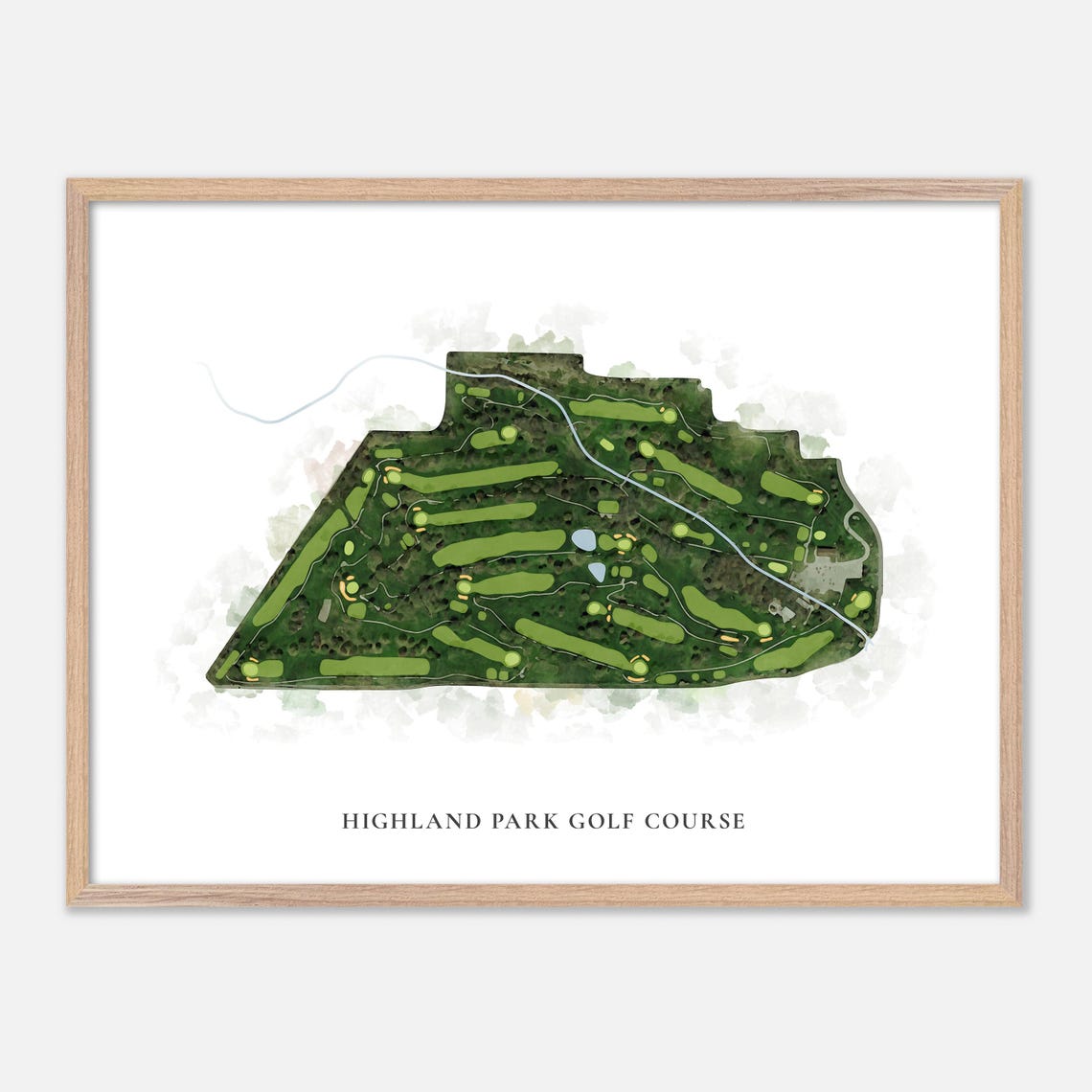 Highland Park Golf Course Watercolor Map Art Golfer Gift Poster