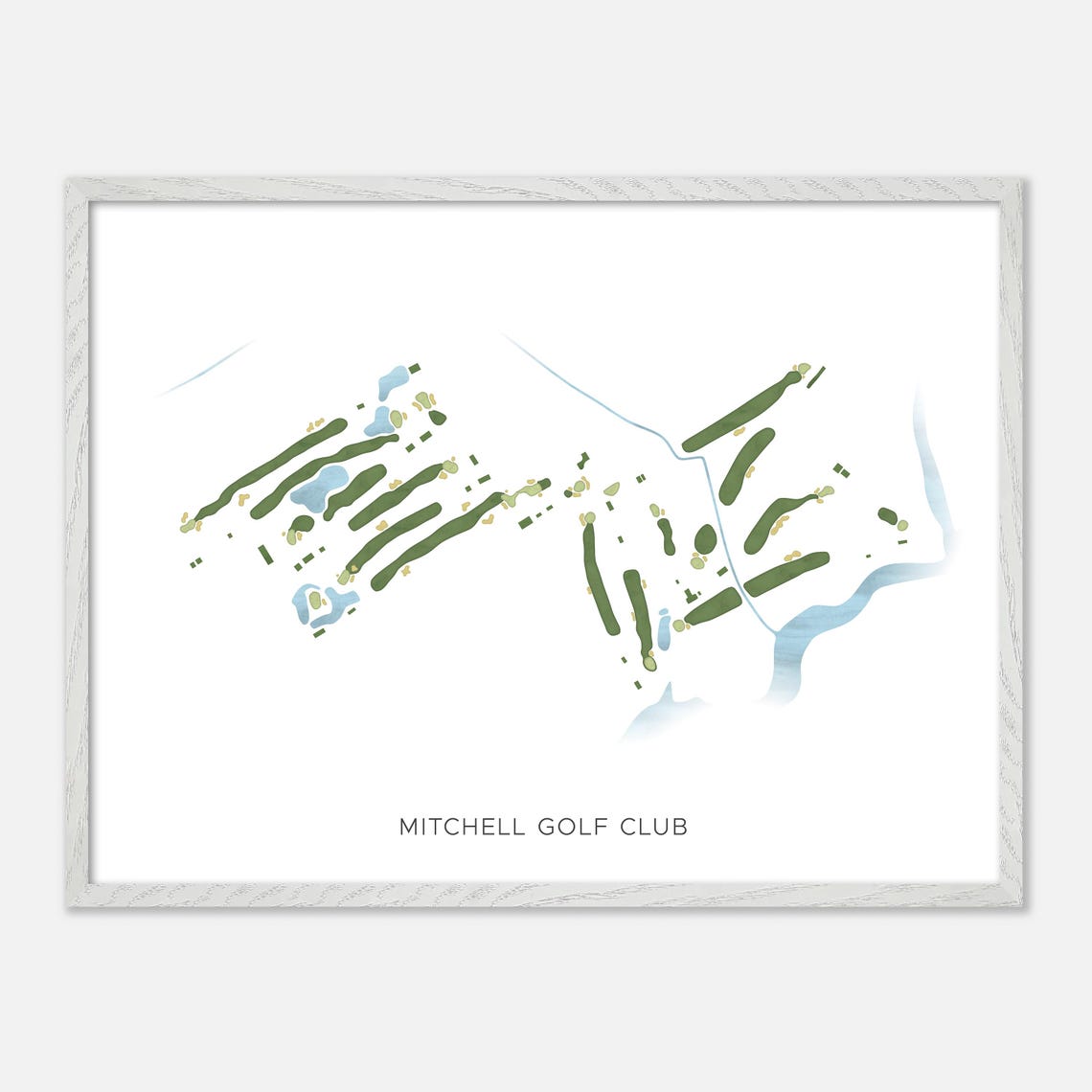 Mitchell Golf Club Modern Minimalist Watercolor Course Layout Poster - Image 3