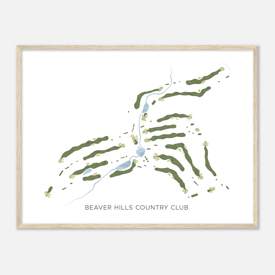Beaver Hills Country Club Minimalist Watercolor Golf Map Poster