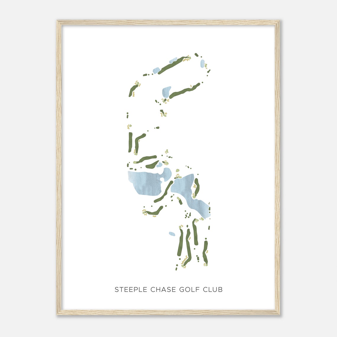 Steeple Chase Golf Club Illinois Modern Watercolor Map Poster