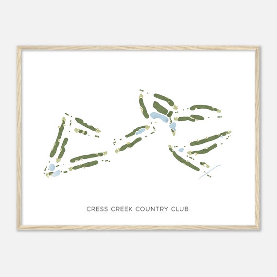 Cress Creek Country Club Illinois Modern Watercolor Map Golfer Gift Golf Wall Art Golf Poster Print Course Layout
