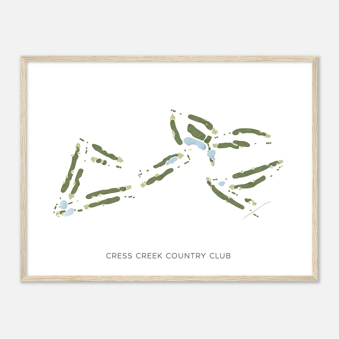 Cress Creek Country Club Illinois Watercolor Map Golfer Gift Poster