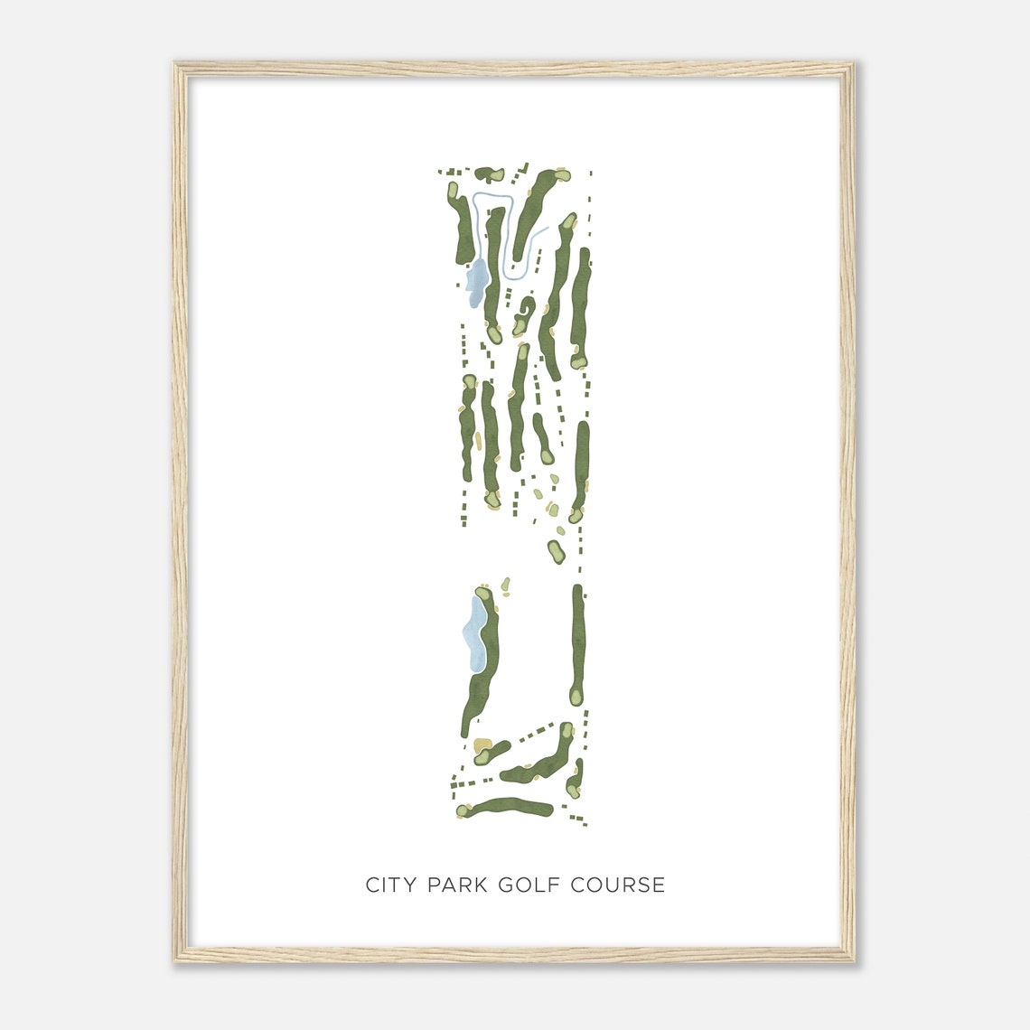 City Park Golf Course Minimalist Green Fairway Map Poster for Golfers - Image 2