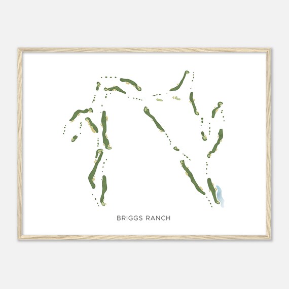 Briggs Ranch Texas Modern Minimalist Watercolor Golf Map Poster