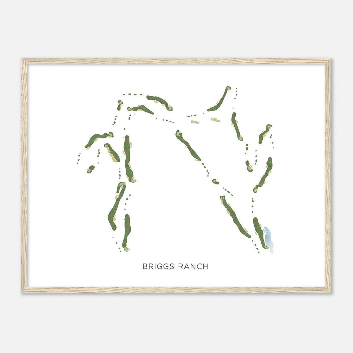 Briggs Ranch Texas Modern Minimalist Watercolor Golf Map Poster