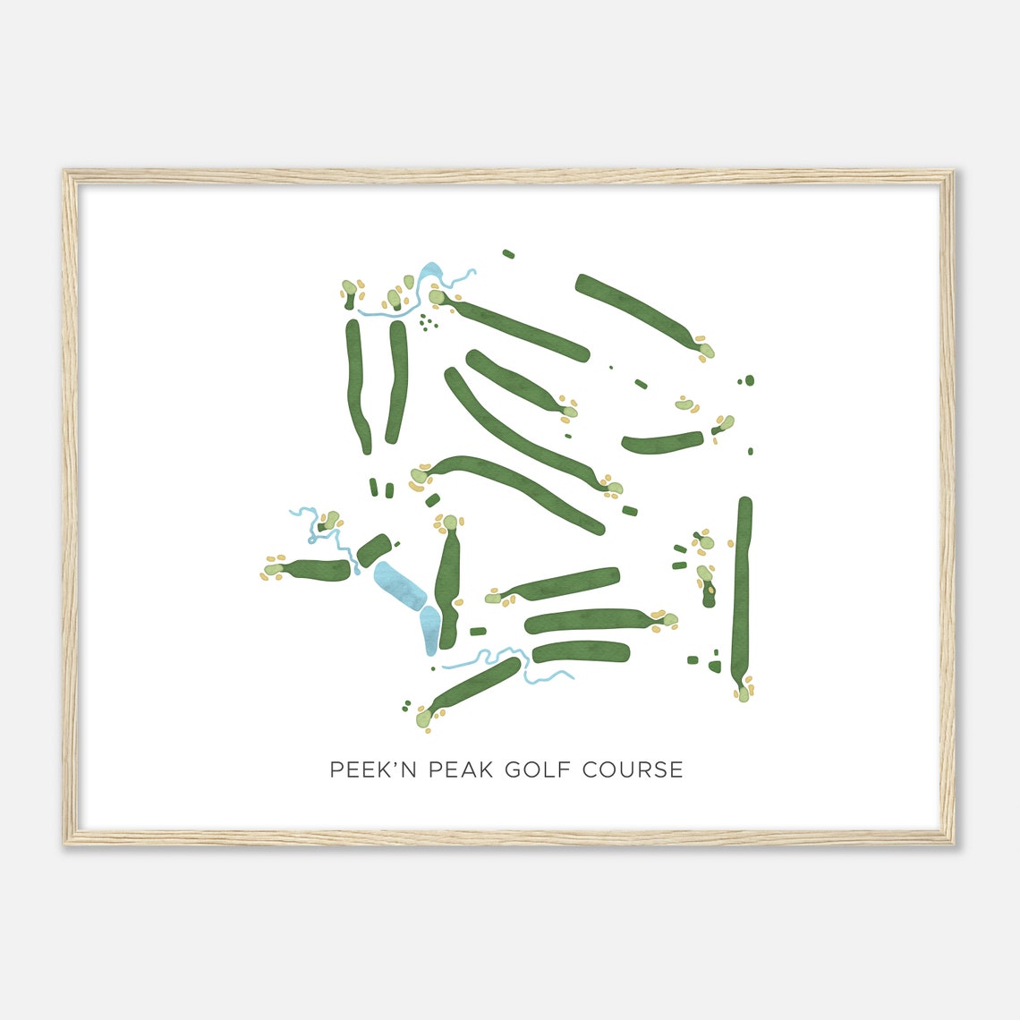 Peek'n Peak Golf Course New York Modern Watercolor Golf Map Poster