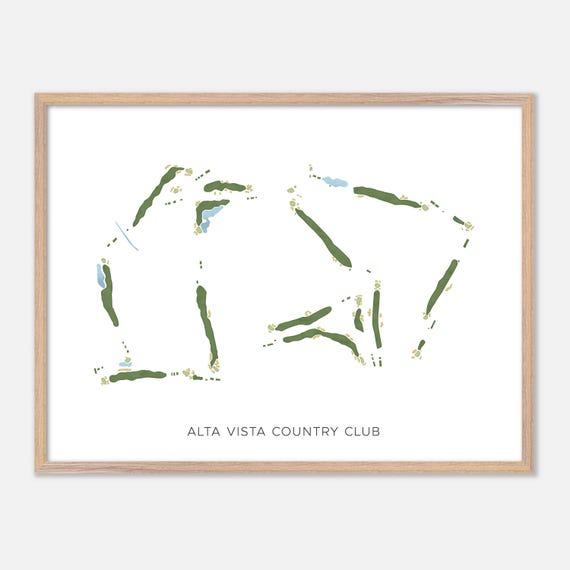 Alta Vista Country Club In Placentia California Modern Watercolor Map Golfer Gift Golf Wall Art Golf Poster Print Course Layout