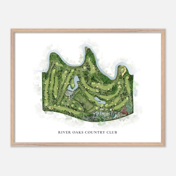 River Oaks Country Club In Houston Texas Classic Watercolor Map Golfer Gift Golf Wall Art Golf Poster Print Course Layout