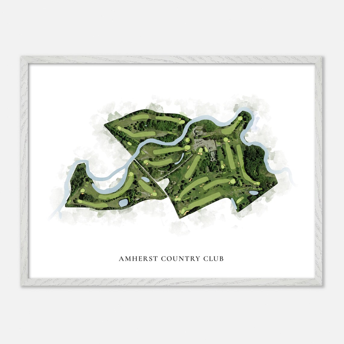 Amherst Country Club New Hampshire Classic Watercolor Map Poster - Image 4