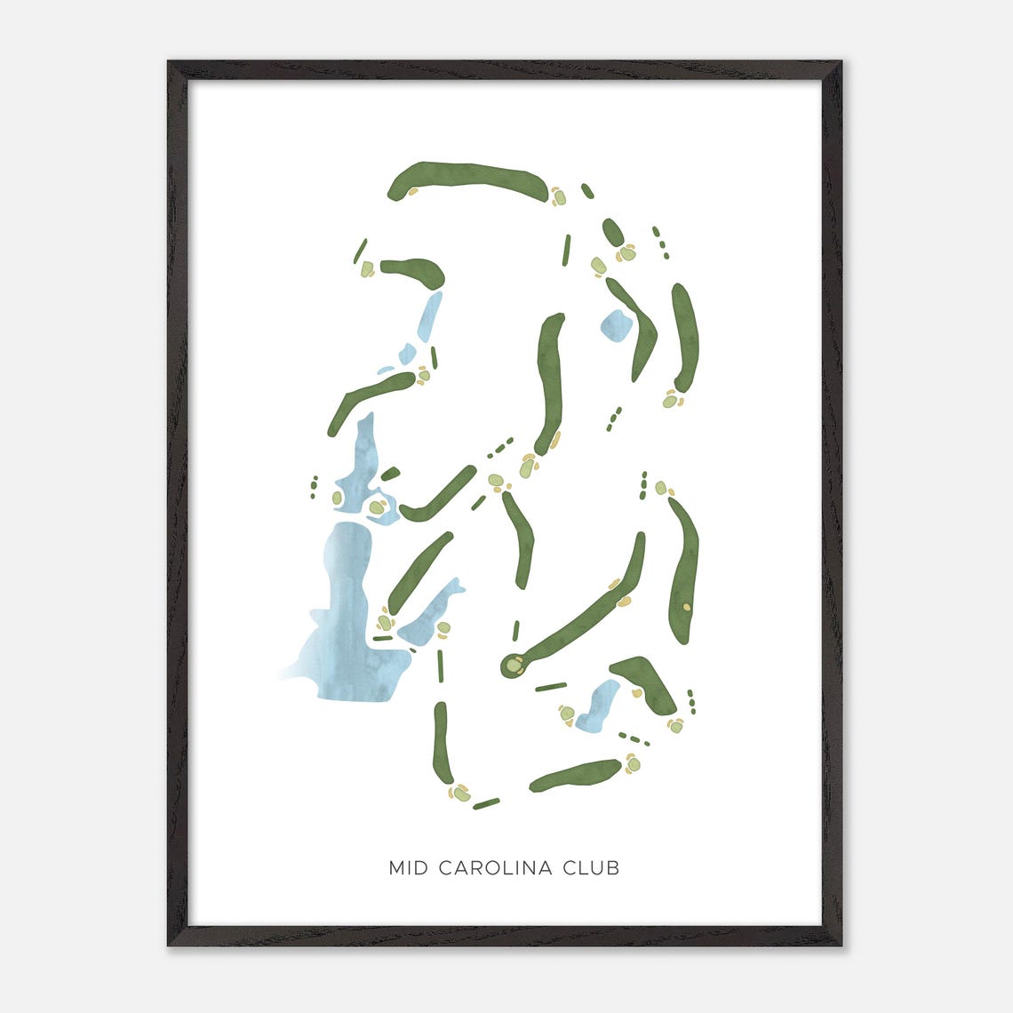 Mid Carolina Club Watercolor Fairway Map Lakeside Layout Poster - Image 3