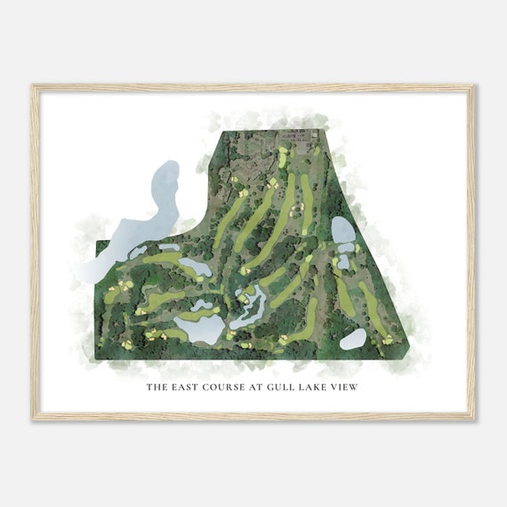 The East Course At Gull Lake View Michigan Classic Watercolor Map Golfer Gift Golf Wall Art Golf Poster Print Course Layout