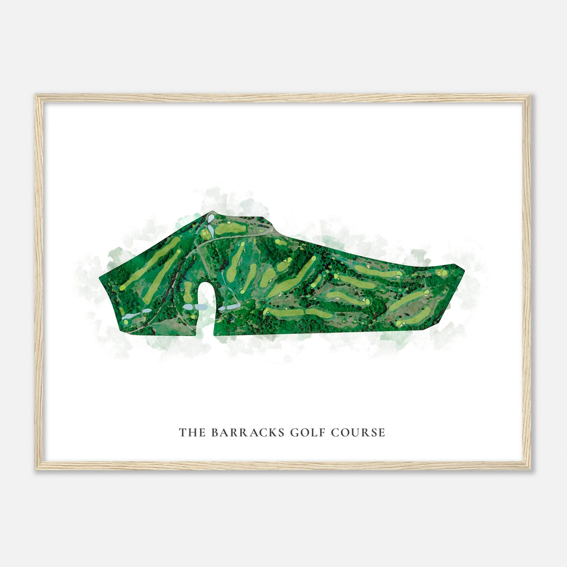 The Barracks Golf Course Satellite Aerial Watercolor Map Layout Poster