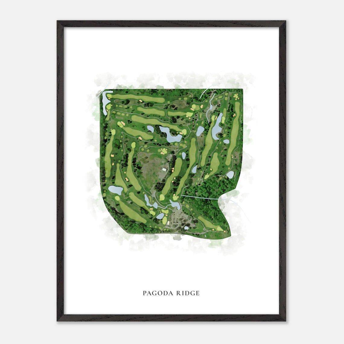Pagoda Ridge Golf Course Classic Watercolor Course Layout Map Poster - Image 2