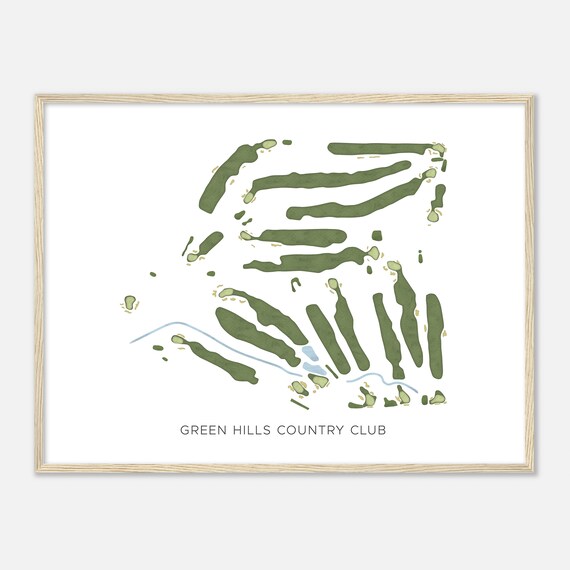 Green Hills Country Club California Modern Watercolor Map Golfer Gift Golf Wall Art Golf Poster Print Course Layout