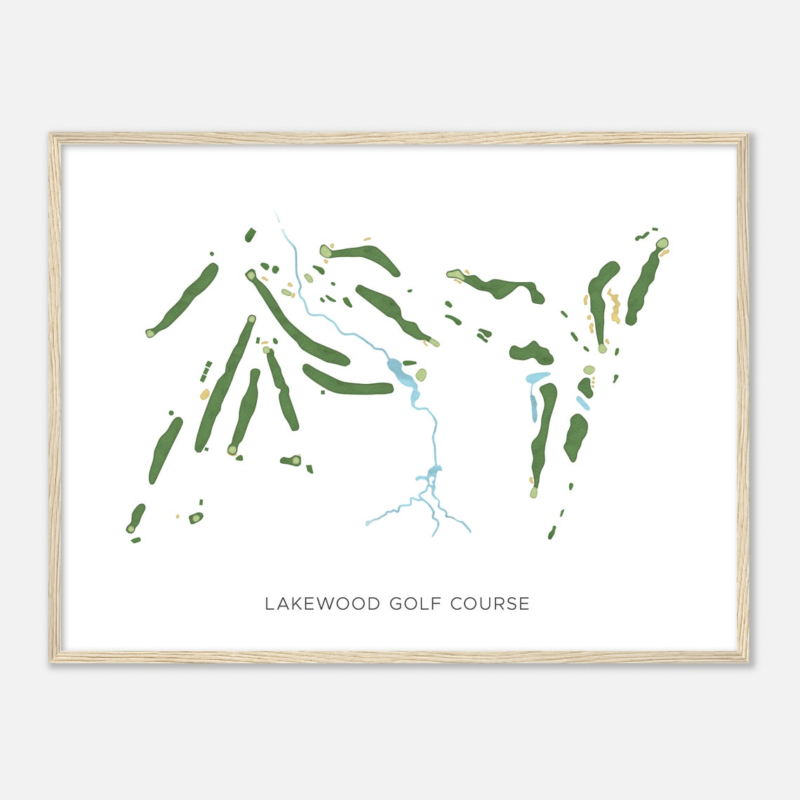 Lakewood Golf Course Maine Modern Watercolor Golf Map Poster