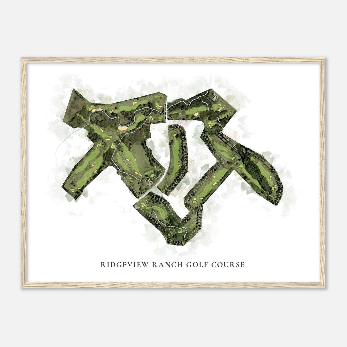 Ridgeview Ranch Golf Course Texas Classic Watercolor Golf Map Poster