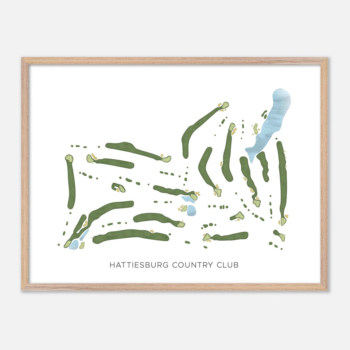 Hattiesburg Country Club Mississippi Modern Watercolor Map Golf Poster