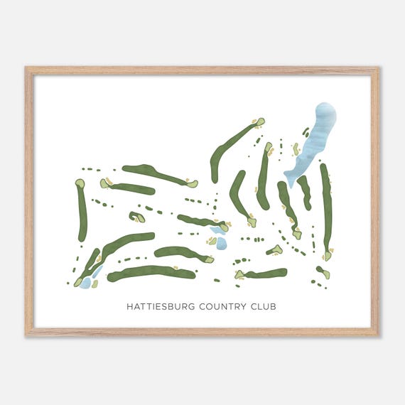 Hattiesburg Country Club In Hattiesburg Mississippi Modern Watercolor Map Golfer Gift Golf Wall Art Golf Poster Print