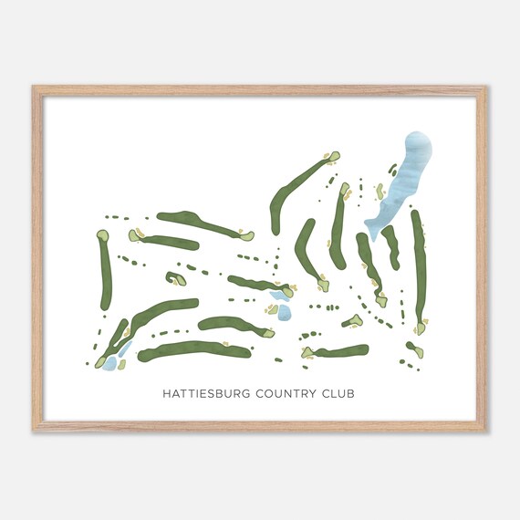 Hattiesburg Country Club Mississippi Modern Watercolor Map Golf Poster