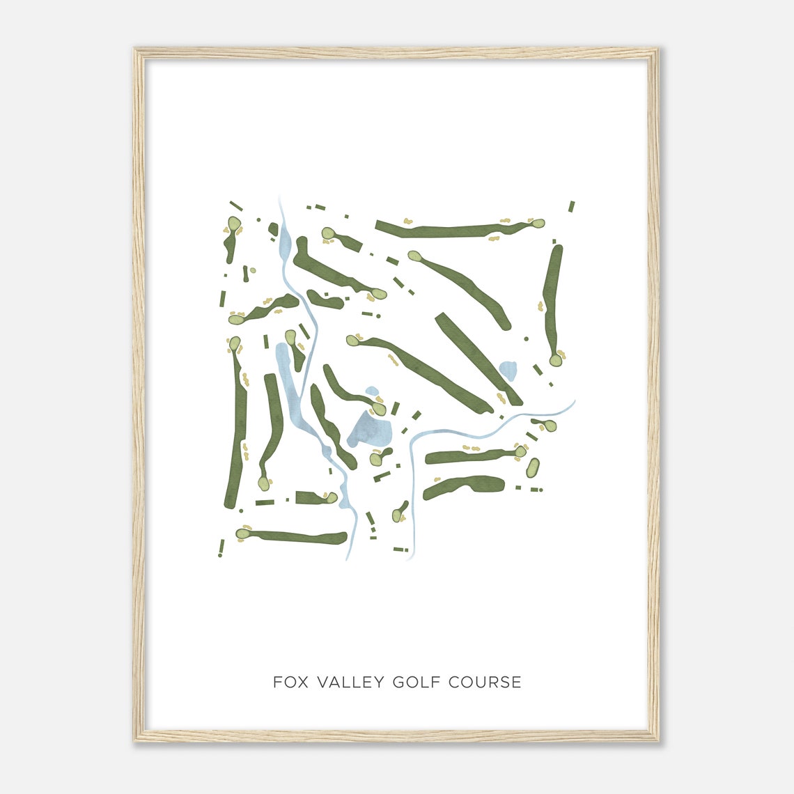 Fox Valley Golf Course Wisconsin Modern Watercolor Map Golfer Gift Golf Wall Art Golf Poster Print Course Layout