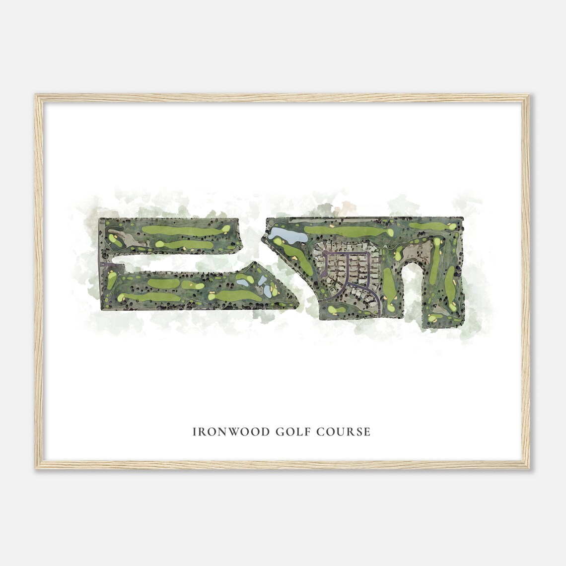Ironwood Golf Course Arizona Classic Watercolor Map Golfer Gift Golf Wall Art Golf Poster Print Course Layout