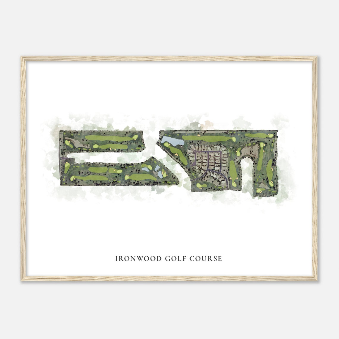 Ironwood Golf Course Classic Watercolor Course Map Golfer Gift Poster