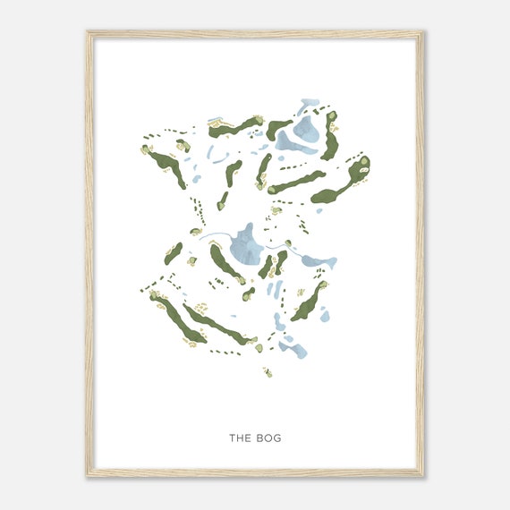 The Bog Wisconsin Modern Watercolor Map Golfer Gift Golf Wall Art Golf Poster Print Course Layout
