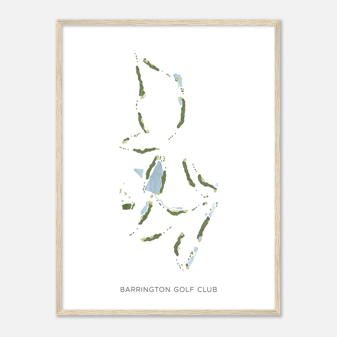 Barrington Golf Club Watercolor Course Hole Layout Map Art Poster