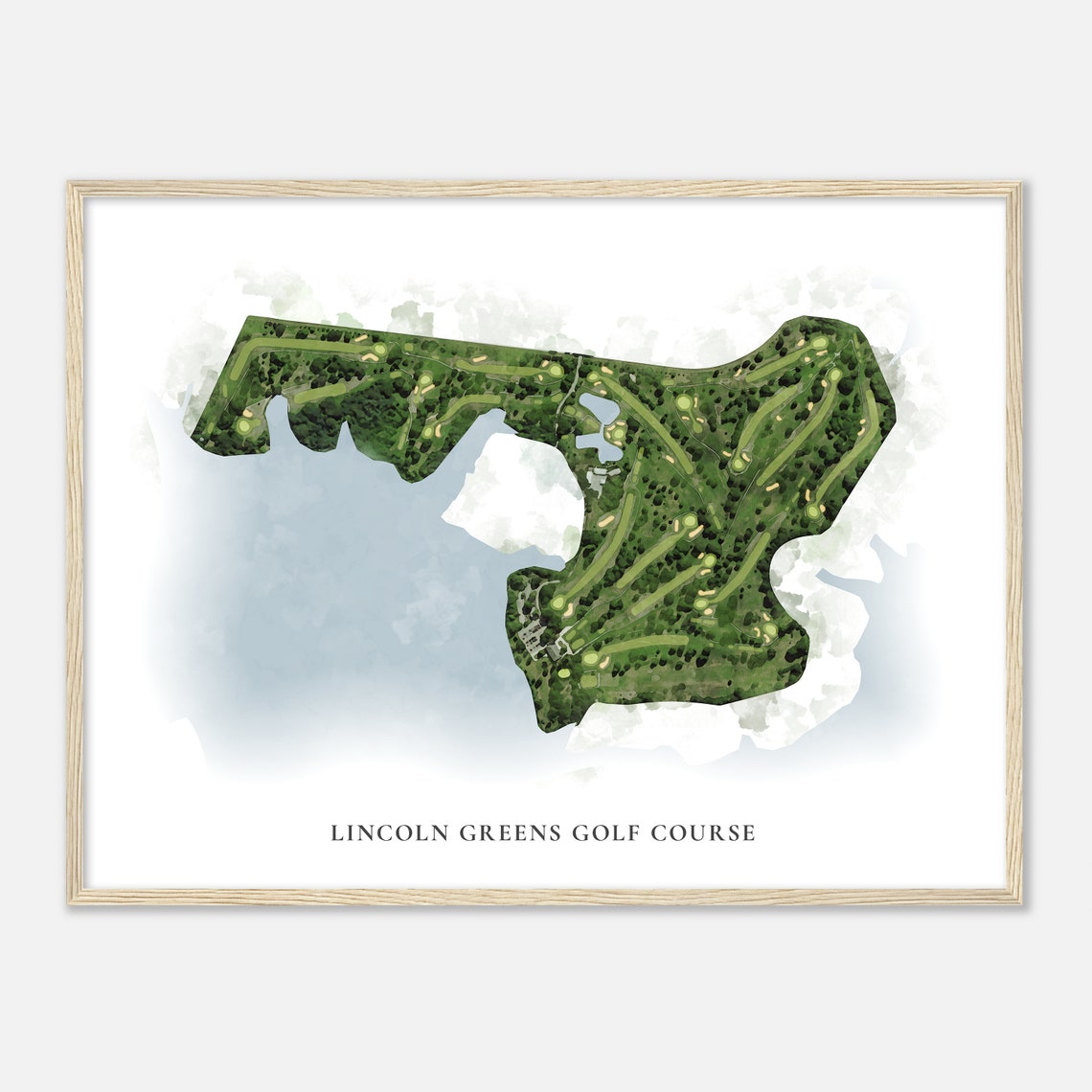 Lincoln Greens Golf Course Watercolor Map Art Golfer Gift Poster - Image 2