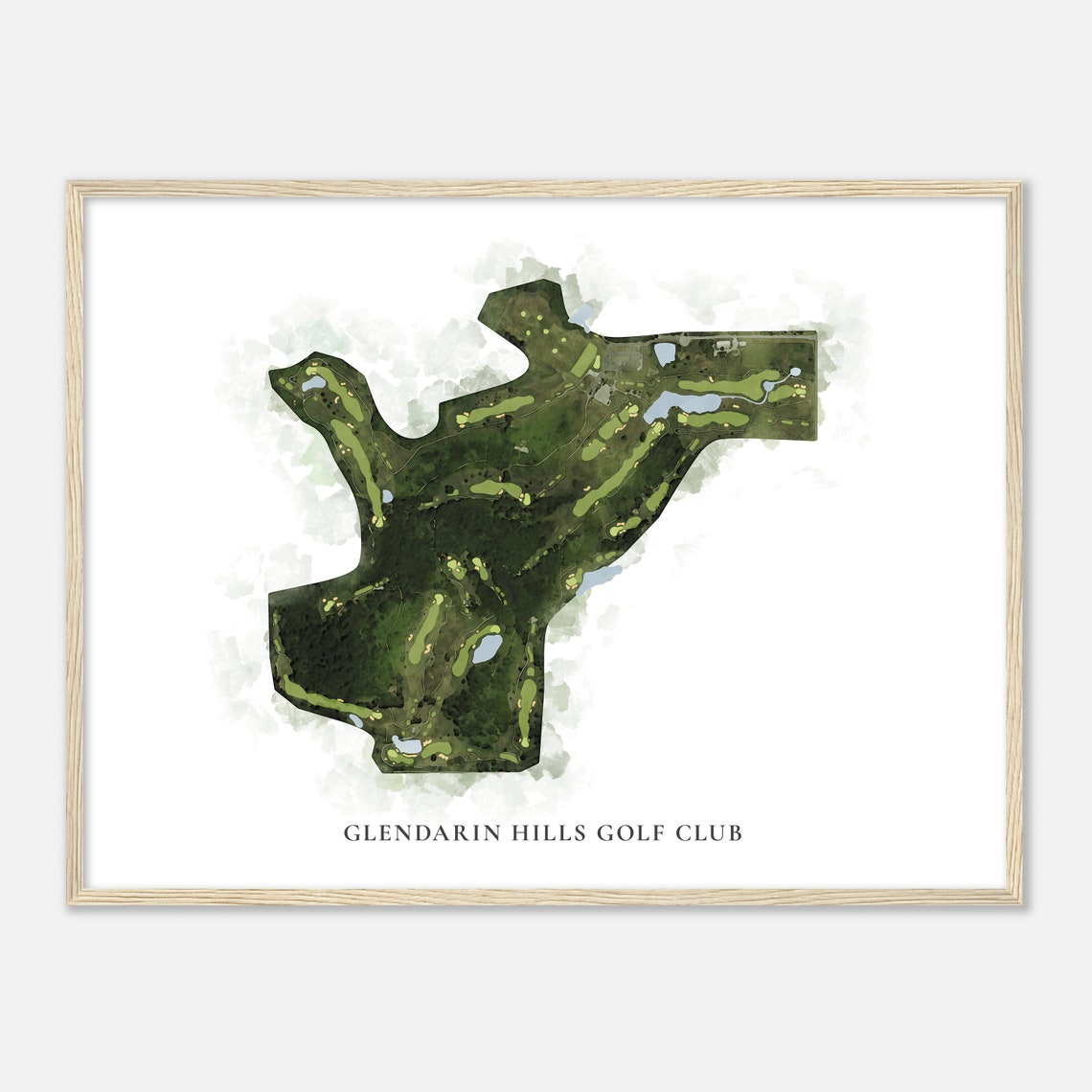 Glendarin Hills Golf Club Indiana Watercolor Aerial Map Gift Poster - Image 2