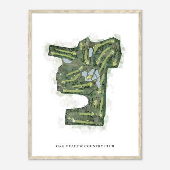 Oak Meadow Country Club Indiana Classic Watercolor Map Golfer Gift Golf Wall Art Golf Poster Print Course Layout