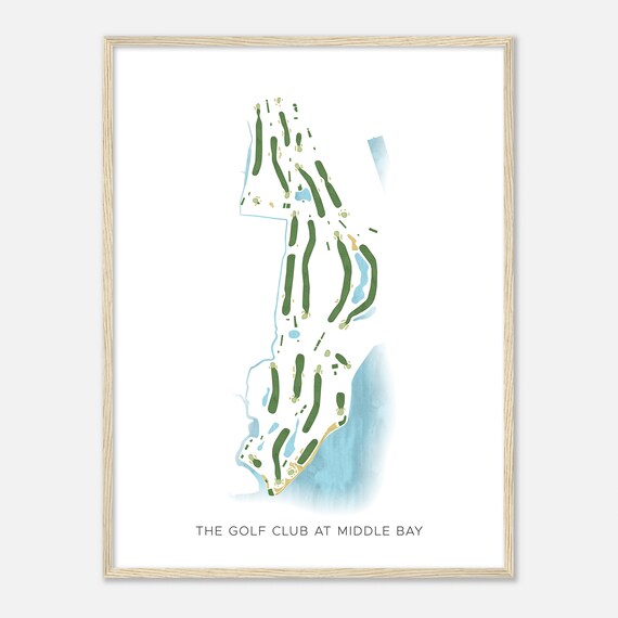 The Golf Club At Middle Bay New York Modern Watercolor Map Golfer Gift Golf Wall Art Golf Poster Print Course Layout