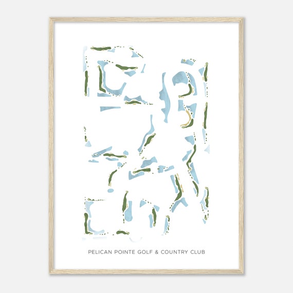 Pelican Pointe Golf Country Club Florida Modern Watercolor Map Golfer Gift Golf Wall Art Golf Poster Print Course Layout