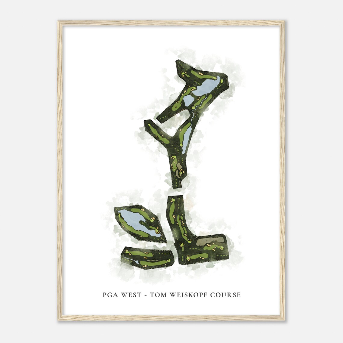 Pga West Tom Weiskopf Course California Classic Watercolor Map Golfer Gift Golf Wall Art Golf Poster Print Course Layout - Image 2